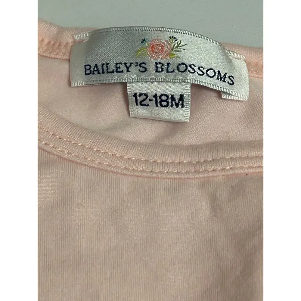 Baileys Blossoms sz 12-18 M light pink leotard tiered flutter sleeves NWOT